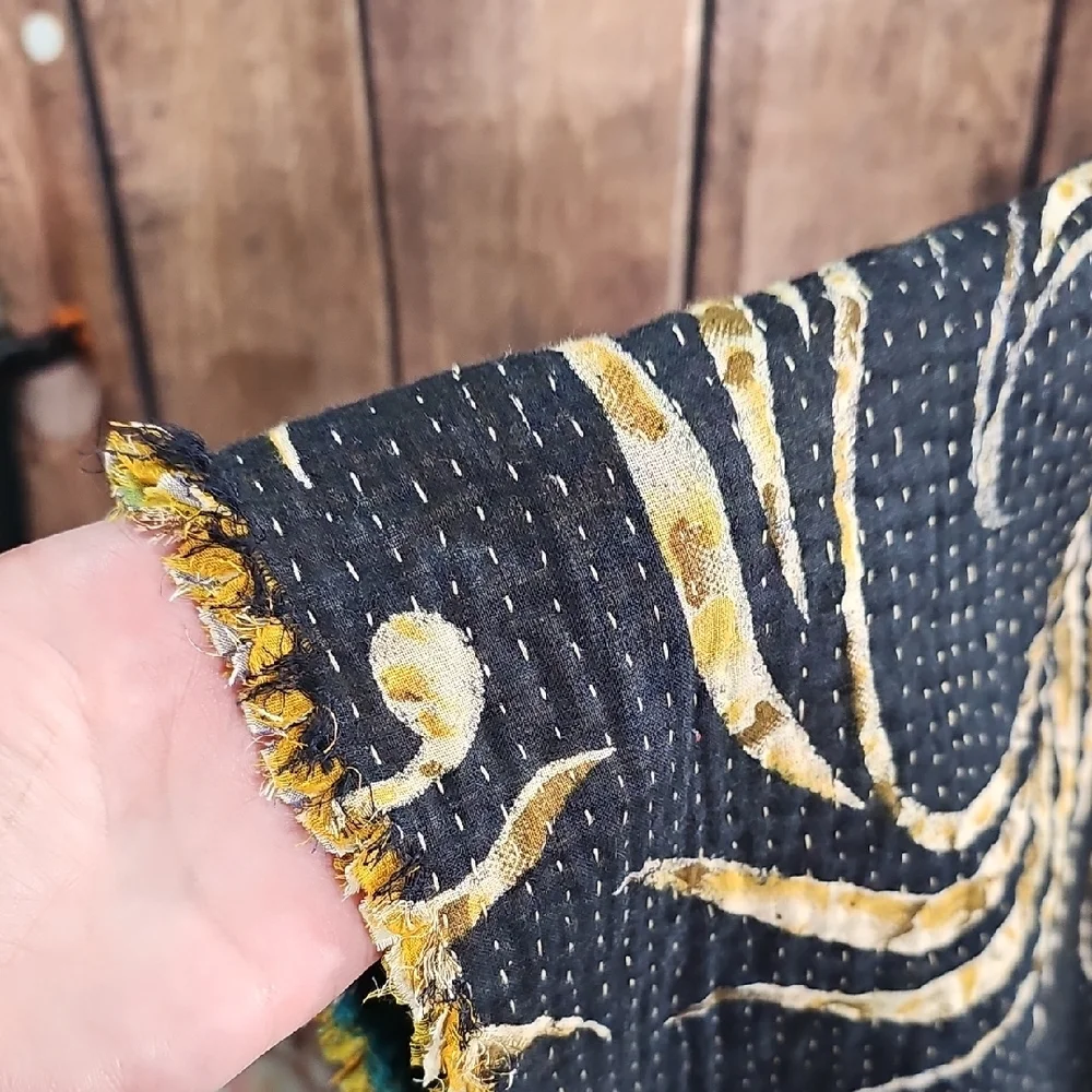 Black Sabbath Fringed Kantha Top - Picture 4 of 7